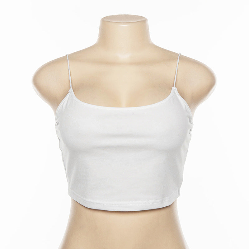 Women's Sling One-Shoulder  Back Slim-Fit Short Cropped Vest