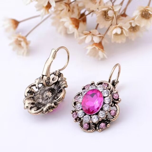 Women Crystal Pendant Glass Earrings