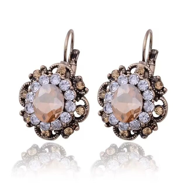 Women Crystal Pendant Glass Earrings
